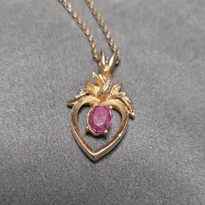 Vintage Ruby Heart Necklace